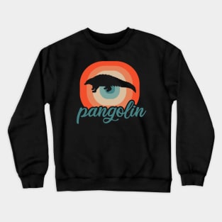 Retro pangolin sunset motif lover nature fan Crewneck Sweatshirt